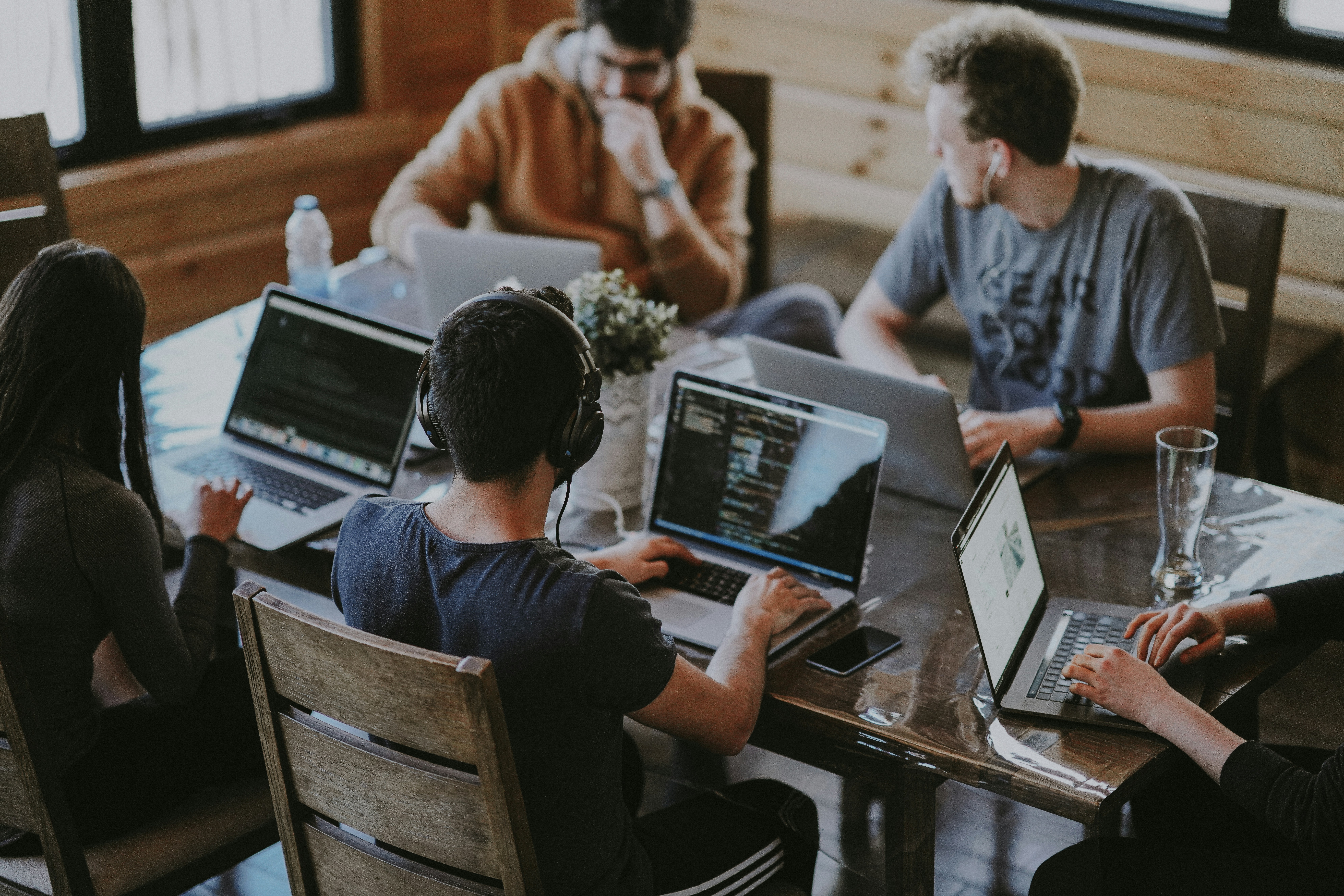 Team discussing a project together